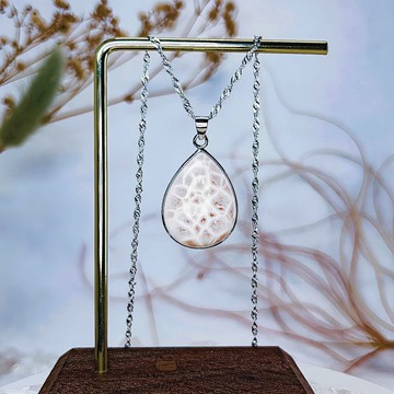 【粉紅海紋】粉紅拉利瑪 (配純銀項鏈)