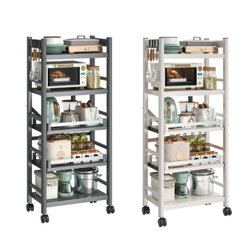 【慢慢家居】五層60寬-廚房可移動隙縫置物電器架 (金屬導軌抽屜)移動抽拉架-5層60(白)