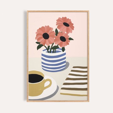 花與晨光 Flowers and Morning Light / 現代北歐生活插畫掛畫