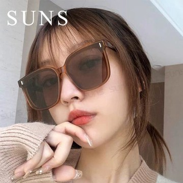 【SUNS】Polarized大框TR太陽眼鏡 韓星款米釘墨鏡 棕色 大框顯小臉 防眩光 抗UV400