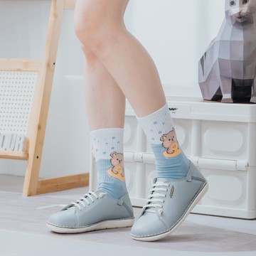 【寬腳友善】MIT舒適手工饅頭鞋。真皮。薄暮藍2928