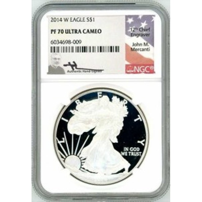 2014　NGC　PR70　Silver　Eagle　W　W　oz　Proof　$1　11オンスプルーフシルバーイーグルPR70NGCジョンメルカンティ　2014　アンティークコイン　LINEショッピング