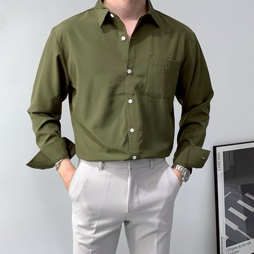 彈力舒適口袋長袖襯衫 16色 YUPPIE-最後現貨