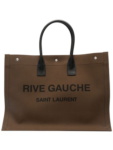 Saint Laurent - Rive Gauche tote bag - men - Linen/Flax/Calf Leather - One Size - Green