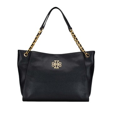 【TORY BURCH】雙TLOGO素面皮革單肩包-黑
