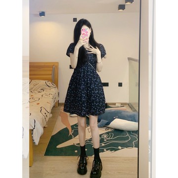 【MIMU】法式小個子娃娃領碎花連衣裙女 別緻絕美收腰茶歇初戀氣質裙子 夏季 小個子女裝 裙子