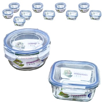 希望阿姨 密扣式玻璃禮盒2件組 (一圓一方) 700ml 台灣製  R1001 + R2001  6組