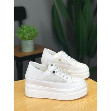 7CM厚底內增高小白鞋女2024年夏季網面爆款透氣懶人兩穿套腳白鞋