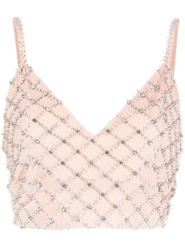 P.A.R.O.S.H. - crystal embellished crop top - women - Fabric/glass - XS - Neutrals