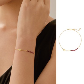 石榴石櫻花純銀可調節手鍊