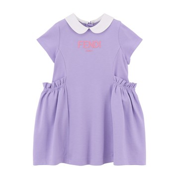 Fendi Kids 女嬰紫色Logo短袖洋裝
