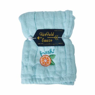 五重珍珠紗方巾（25x25cm）2入組-水藍柳橙