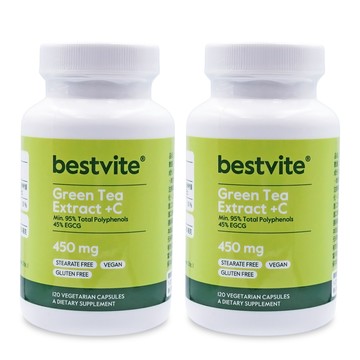 Bestvite 綠茶萃取+維生素C 450mg膠囊2瓶組(120顆*2瓶)