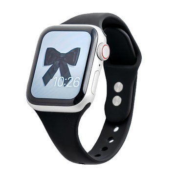 Nuart Apple Watch 兼容雙扣環超薄矽膠錶帶  1個  黑色  Apple Watch 38/40/41/10代 42mm