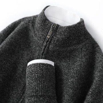 羊絨針織開衫男洋氣山羊絨衫高級感加厚拉鏈上衣時尚寬松毛衣外套