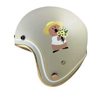 NIKKO 安全帽 N-401 DINOTAENG #47 霧面山梔花白 皮革內裡 全拆洗 復古帽 金色邊條 半罩