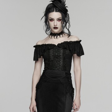 哥德靈薄獄鬼魂荷葉一字領上衣