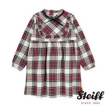 STEIFF 熊頭童裝 滾邊格紋造型長袖洋裝 1.5-8歲