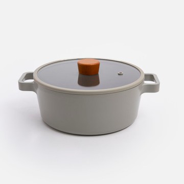 FIKA2.0鑄造不沾雙耳低湯鍋22CM-暗夜灰