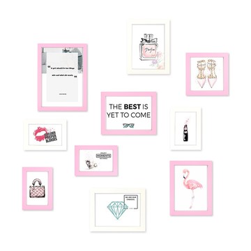 北歐簡約相框 粉紅+白色 10入組合 馬卡龍色系 少女風格 室內設計