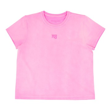 alexanderwang Logo粉色緊身棉質 T 恤