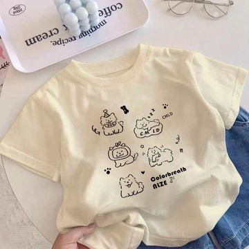 台灣出貨 純棉恤卡通短袖夏季洋氣新款半袖上衣爆款半袖體恤潮 學生短袖 可愛上衣