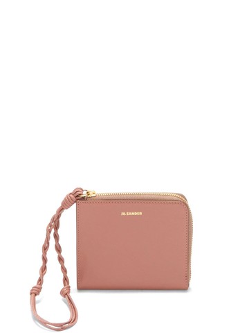 Jil Sander - logo-lettering leather wallet - women - Calf Leather/Ovine Leather (top grain) - One Size - Pink