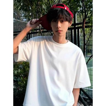 美式簡約vibe重磅260G純棉短袖t恤男夏季潮流基礎款純白色打底衫