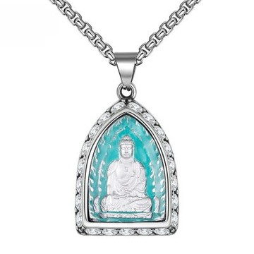 MoonDy 843 項鍊 阿彌陀佛-狗豬 十二生肖飾品 不鏽鋼項鍊 守護佛項鍊 飾品 本