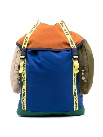 Bobo Choses - Big B colour-block cotton backpack - kids - Nylon/Cotton - One Size - Blue