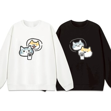 JZ TEE 貓咪&柴犬-我想你了 重磅刷毛大學T