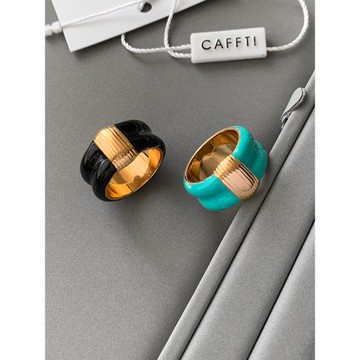 法式復古◇湖青色琺瑯滴釉情侶食指戒指女小眾設計高級輕奢指環潮