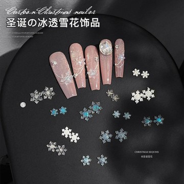💕小紅書同款💕爆款聖誕雪花美甲飾品冰透細閃粉亮片樹脂混裝指甲鑽聖誕節裝飾品✨好物甄選