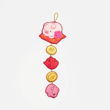 dee chu 刺繡長吊飾 小豬撲滿 財源滾滾