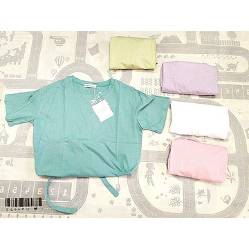 【AB146】絲薄夏季短袖 t恤上衣 素色緞帶 t-shirt多色 053素色 附發票 台灣出貨*