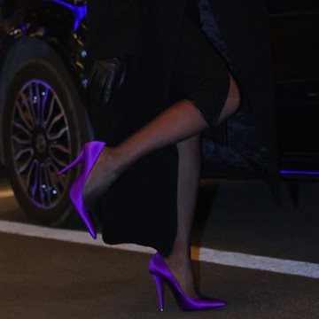 紫色高跟鞋女2022新款春秋歐美氣質名媛歐美性感尖頭淺口細跟單鞋