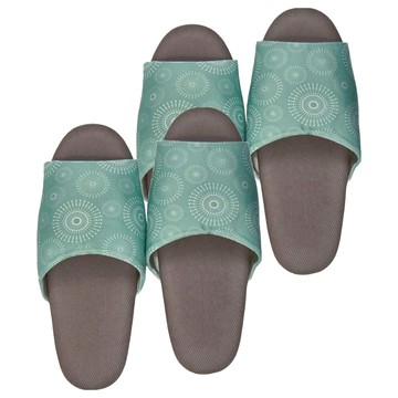 i Slippers 療癒系森活 家居拖鞋 - 花朵圖案 台灣製造  L  花火 + 冰湖藍色  2雙