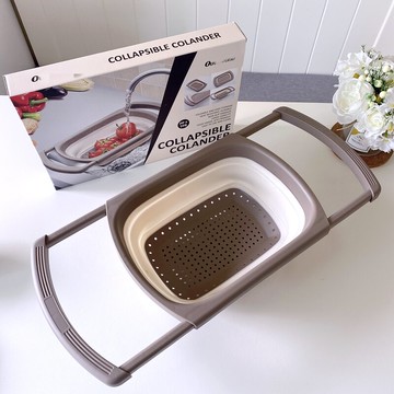 折疊瀝水籃 出口單 多功能折疊瀝水籃 便攜水果盆 塑料洗菜籃廚房洗菜盆【HZ61427】