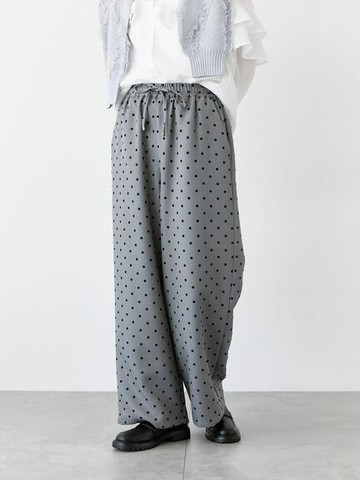 小圓點點抽繩綁帶休閒長褲(0F000452910) - Samansa Mos2 blue