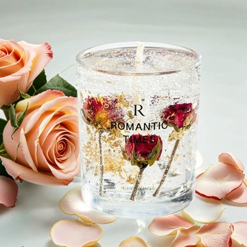 🚛快速出貨【Romantic Times】金箔真花香氛蠟燭 果凍蠟燭 (贈代寫卡片服務)