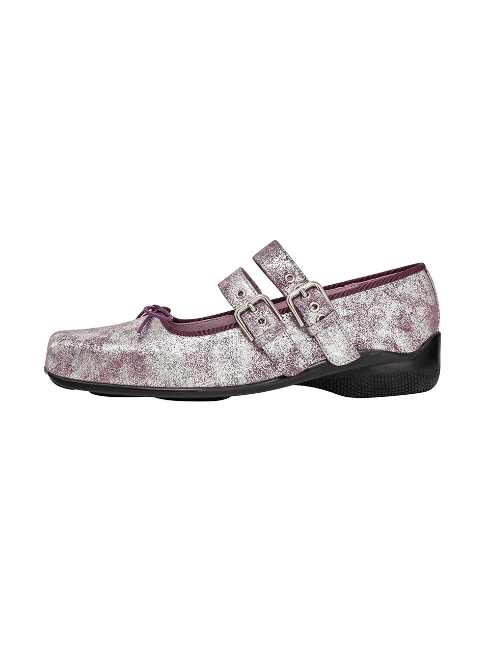 Metallic Buckle Ballet Flats_Pink