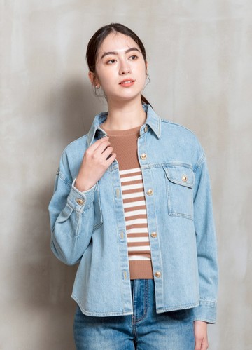 率性氛圍刷色牛仔襯衫外套
