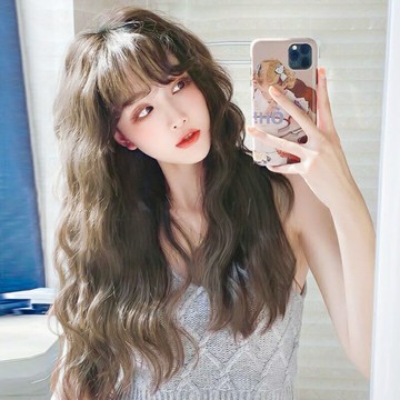 【巴黎精品】現貨+預購 長假髮捲髮整頂假髮-水波紋微捲自然瀏海女假髮2色a1ji13