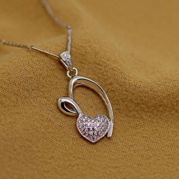 925純銀項鍊 鑲鑽吊墜-簡潔亮眼經典大方母親節情人節生日禮物女飾品73fy111【獨家進口】【米蘭精品】