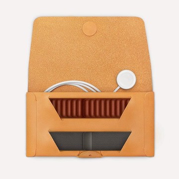 特選植鞣皮革 Apple Watch錶帶/充電線收納包 紅色-Apple Watch錶帶收納包