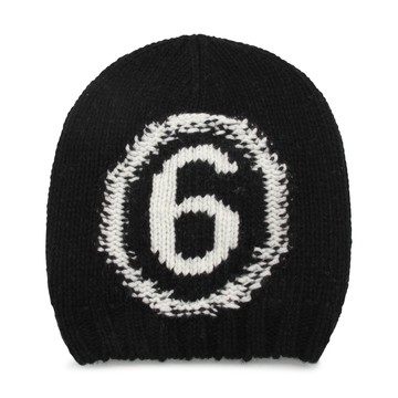 Mm6 Maison Margiela - Black Wool Blend Signature Beanie