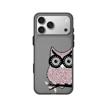 iPhone 17 Pro Max Clear (相機按鈕) 酷墨灰 - 花生騷 WasangShow - 貓頭鷹(紅)