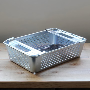 TRUSCO 網狀附把手鍍鋅置物盒  銀色  1個