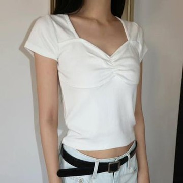 正韓T恤 心形領短袖T恤SOE1005-創翊韓都