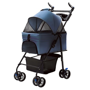 3baby 三個寶 狗狗貓咪輕便可折疊可分離提籃外出寵物推車  藏青色  1個